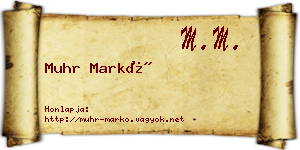 Muhr Markó névjegykártya